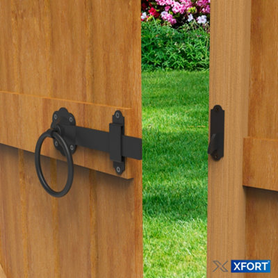 XFORT Black Ring Gate Latch, Garden Gate Latch