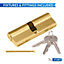 XFORT Brass 35/55 Euro Cylinder Lock (90mm), Euro Door Barrel Lock with 3 Keys
