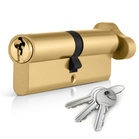 XFORT Brass 40T/40 Thumb Turn Euro Cylinder Lock (80mm), Euro Door Barrel Lock with 3 Keys