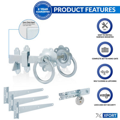 XFORT Bright Zinc Plated Ring Gate Kit Complete with T Hinges, Brenton ...
