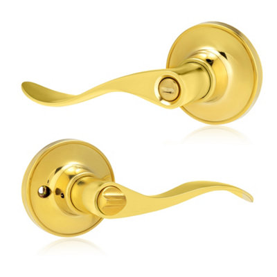 XFORT Cabriole Privacy Knob Set Polished Brass for Internal Doors