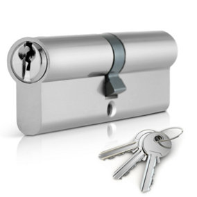 XFORT Chrome 35/35 Euro Cylinder Lock (70mm), Euro Door Barrel Lock with 3 Keys