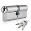 XFORT Chrome 40/45 Euro Cylinder Lock (85mm), Euro Door Barrel Lock with 3 Keys
