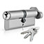XFORT Chrome 45/55T Thumb Turn Euro Cylinder Lock (100mm), Euro Door Barrel Lock with 3 Keys
