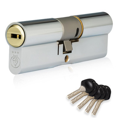 XFORT COLOSSUS 3 Star Polished Chrome Euro Cylinder Lock 35EX/35 (70mm)