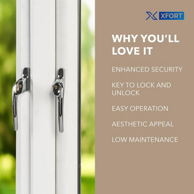 XFORT Cranked Left Window Handle Installation Kit in Polished Chrome
