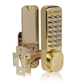 XFORT Digital Door Lock, Keypad Combination Lock, Polished Brass