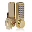 XFORT Digital Door Lock Polished Brass, Keypad Combination Lock