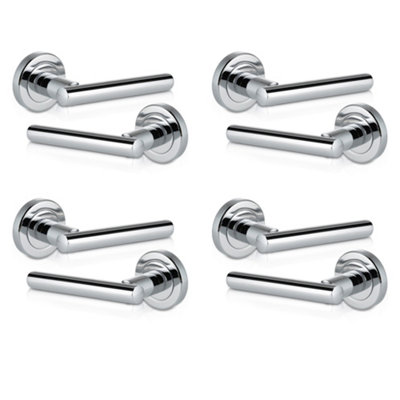 XFORT Door Handle on Rose, Liberty Lever Door Handles in Polished Chrome 4pk