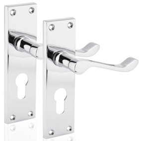 XFORT Euro Profile Victorian Scroll Door Handles In Polished Chrome
