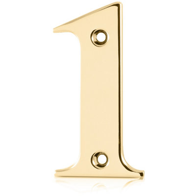 XFORT Front Door Number, Number 1, Polished Brass