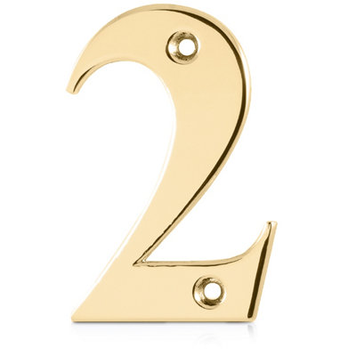 XFORT Front Door Number, Number 2, Polished Brass