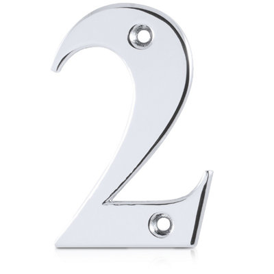 XFORT Front Door Number, Number 2, Polished Chrome