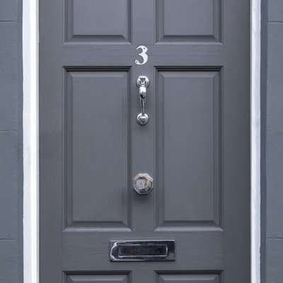 XFORT Front Door Number, Number 3, Polished Chrome