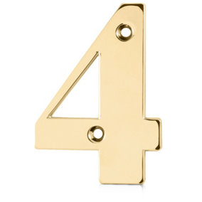 XFORT Front Door Number, Number 4, Polished Brass