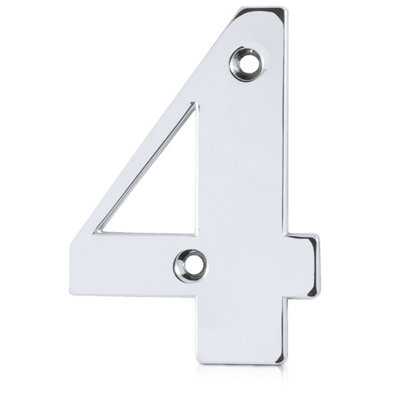 XFORT Front Door Number, Number 4, Polished Chrome