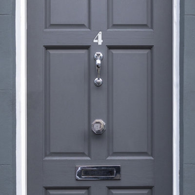 XFORT Front Door Number, Number 4, Polished Chrome