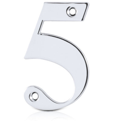 XFORT Front Door Number, Number 5, Polished Chrome