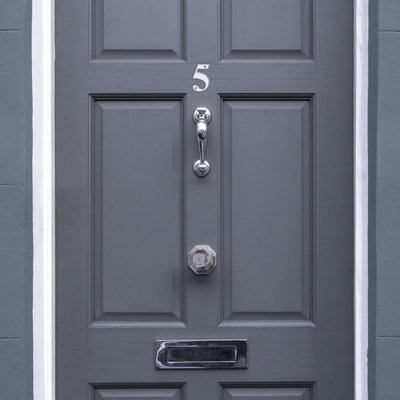 XFORT Front Door Number, Number 5, Polished Chrome