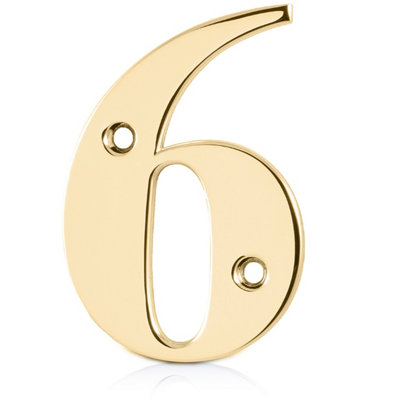 XFORT Front Door Number, Number 6, Polished Brass