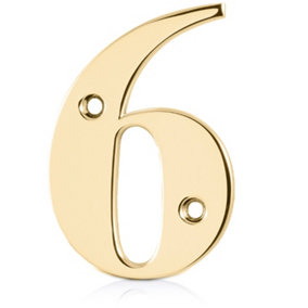 XFORT Front Door Number, Number 6, Polished Brass