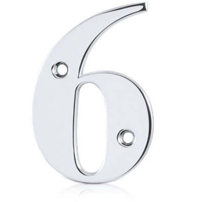 XFORT Front Door Number, Number 6, Polished Chrome