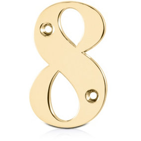 XFORT Front Door Number, Number 8, Polished Brass