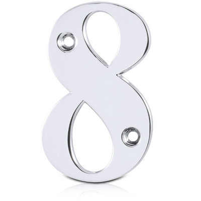 XFORT Front Door Number, Number 8, Polished Chrome