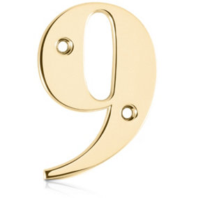 XFORT Front Door Number, Number 9, Polished Brass