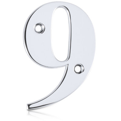 XFORT Front Door Number, Number 9, Polished Chrome