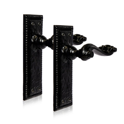 XFORT Georgian Black Antique Lever Latch Door Handles  (1 Pair)