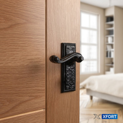 XFORT Georgian Black Antique Lever Latch Door Handles  (1 Pair)