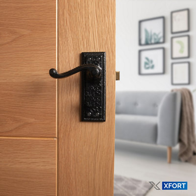 XFORT Georgian Black Antique Lever Latch Door Handles  (1 Pair) - 4