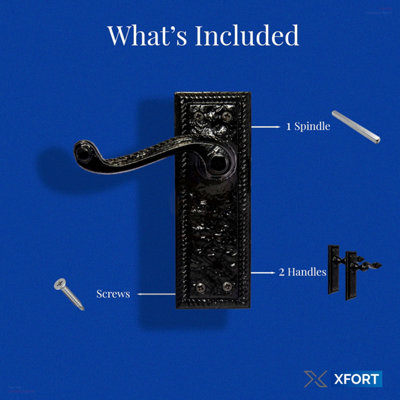 XFORT Georgian Black Antique Lever Latch Door Handles  (1 Pair) - 6