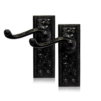 XFORT Georgian Black Antique Lever Latch Door Handles  (1 Pair) - 7