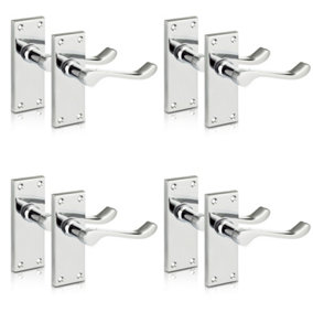 XFORT Lever Latch Scroll Polished Chrome Door Handles 4 Pair