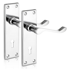 XFORT Lever Lock Scroll Polished Chrome Door Handles 1 Pair