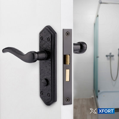 XFORT London Suite Bathroom Handle Pack Black Antique, Complete Door Set