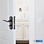 XFORT Matt Black Bathroom Door Accessory Pack, Compete with 65mm Bathroom Lock and 75mm Ball Bearing Hinges