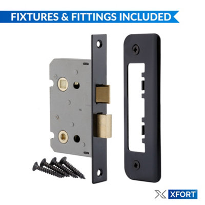 Mortiis ブラックメタル　BLACKL XFORT Matt Black 65mm Mortice Bathroom Lock for Internal Wooden
