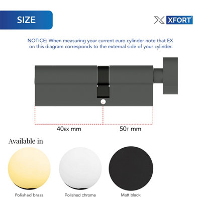 XFORT Matt Black Euro Cylinder Lock 40/50T (90mm) - 4