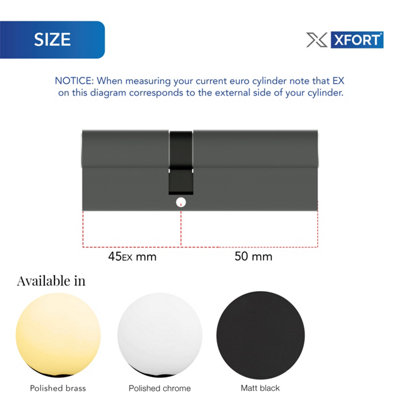 XFORT Matt Black Euro Cylinder Lock 45/50 (95mm) - 4