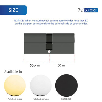 XFORT Matt Black Euro Cylinder Lock 50/50 (100mm) - 4