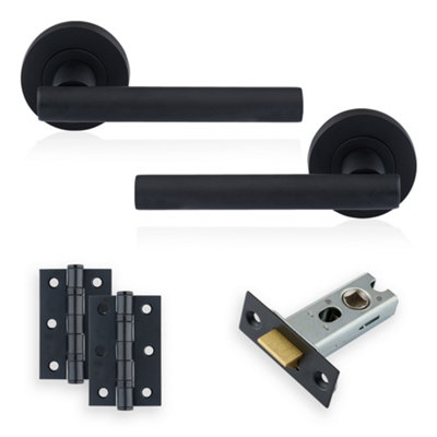 XFORT Matt Black Liberty Lever On Rose Latch Pack, Latch Pack Complete Set