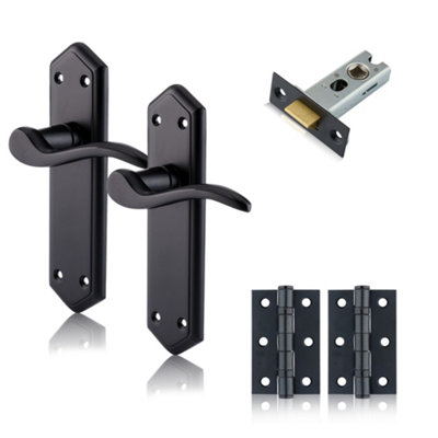 XFORT Matt Black London Suite Lever Latch Door Pack, With Tubular Latch & Hinges