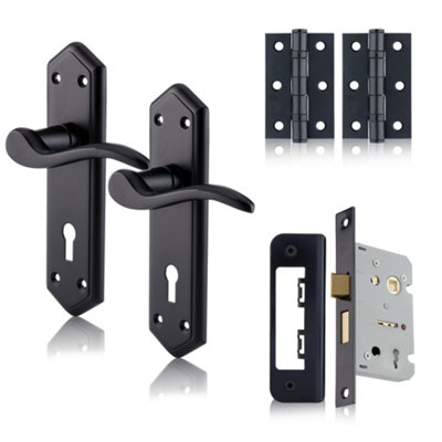 XFORT Matt Black London Suite Lever Lock Pack, With A Sashlock & Hinges ...