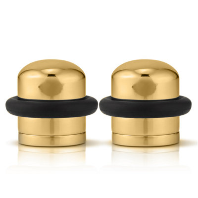 XFORT Polished Brass Floor Mounted Door Stopper, 2 Pack