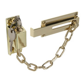 XFORT Polished Brass Locking Door Chain, Front Door Security Chain