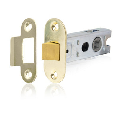 XFORT Polished Brass Radius Tubular Latch, A 65mm Polished Brass Radius Tubular Latch for Internal Wooden Doors.