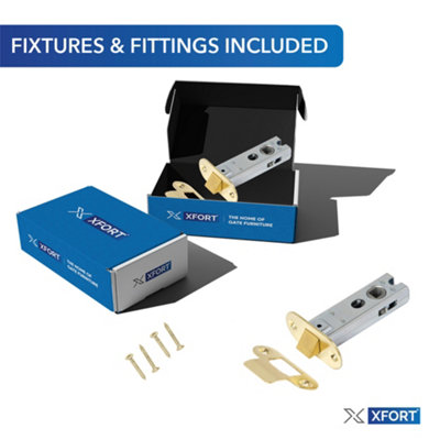 XFORT Polished Brass Radius Tubular Latch, Two 75mm Polished Brass ...